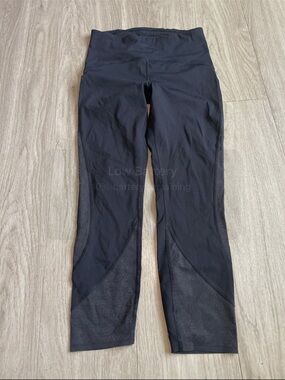 lululemon athletica Black Cropped Leggings with Mesh Panels